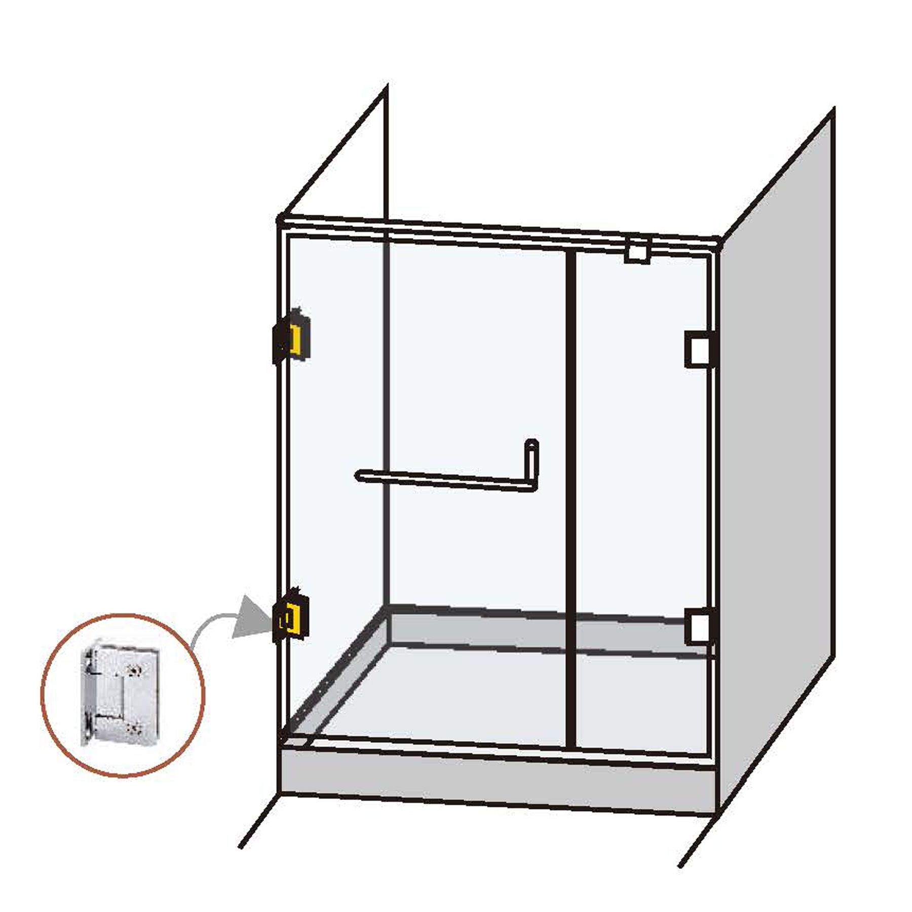 Shower Door Hinge Glass-Wall 90° - Image 3
