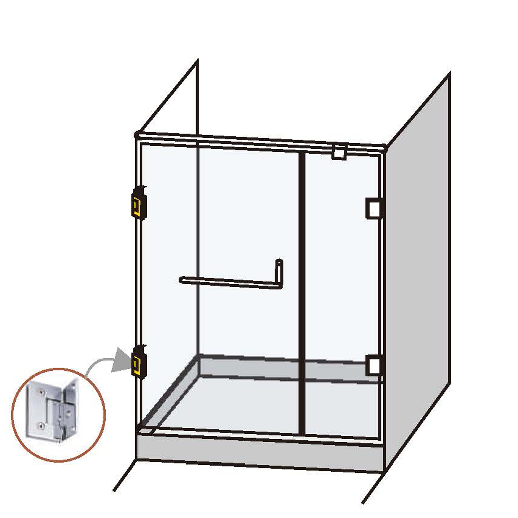 Shower Door Hinge Glass-Wall 90° - Image 3