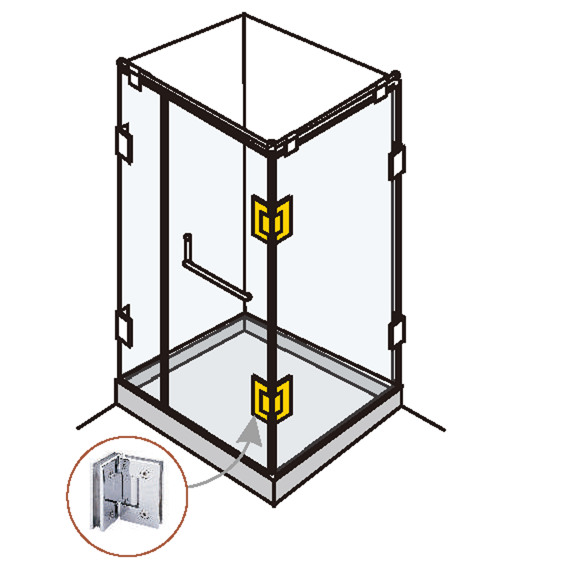 Shower Door Hinge Glass-Glass 90° - Image 5