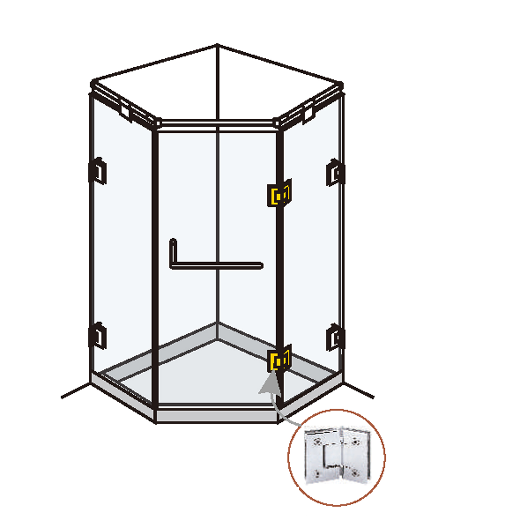 Shower Door Hinge Glass-Glass 135° - Image 3
