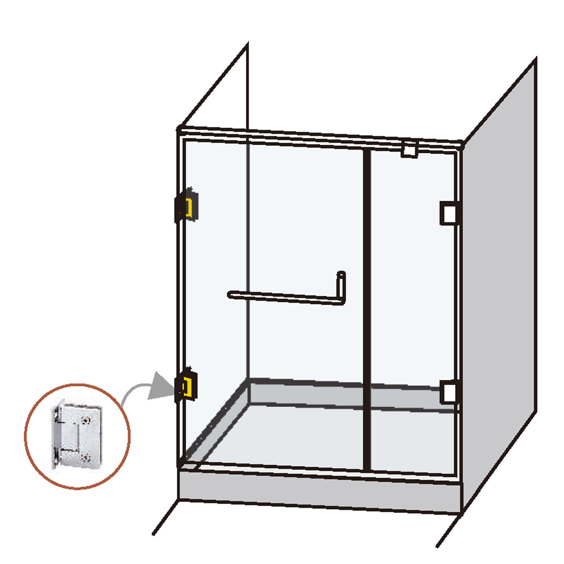 Shower Door Hinge Glass-Wall 90° - Image 6