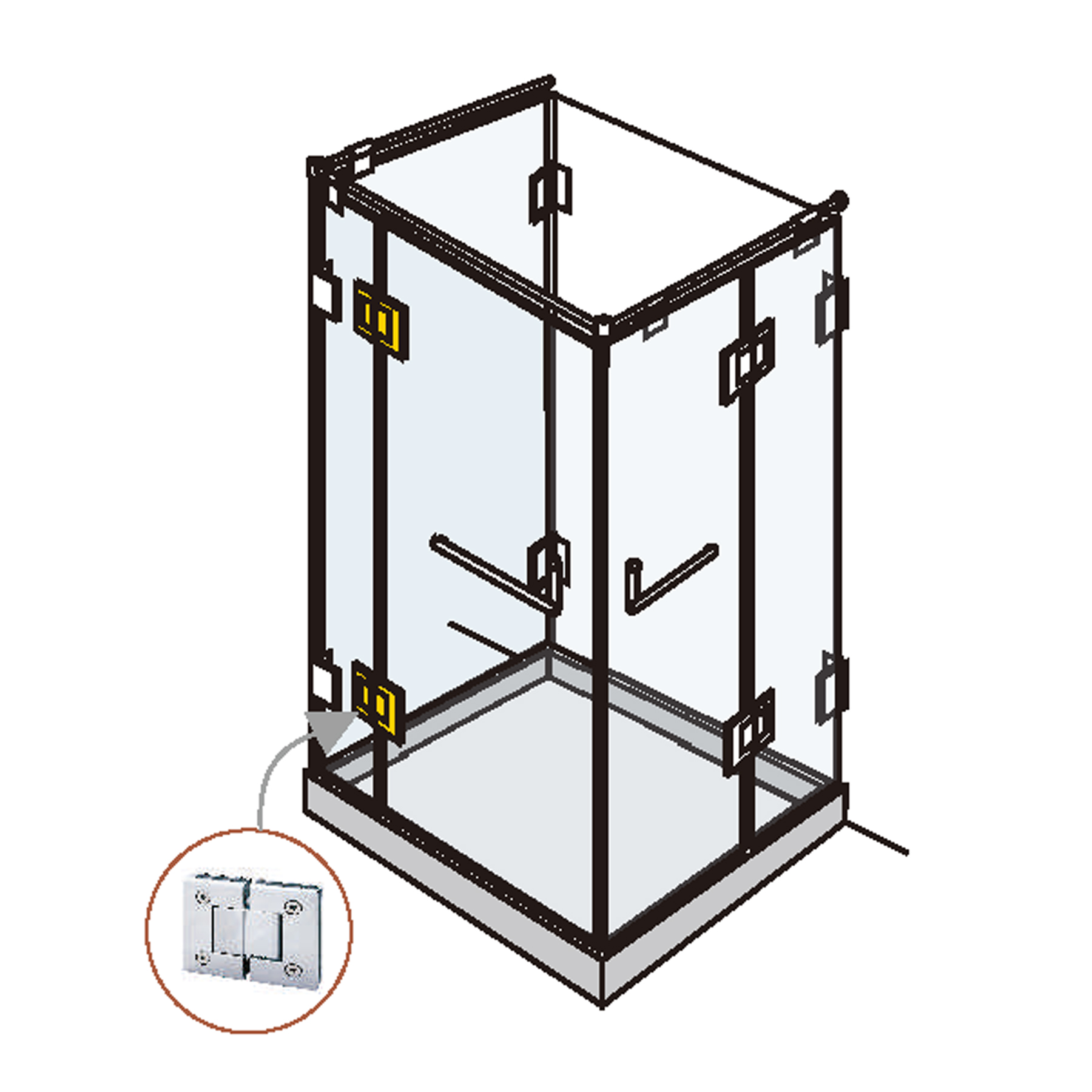 Shower Door Hinge Glass-Glass 180° - Image 2