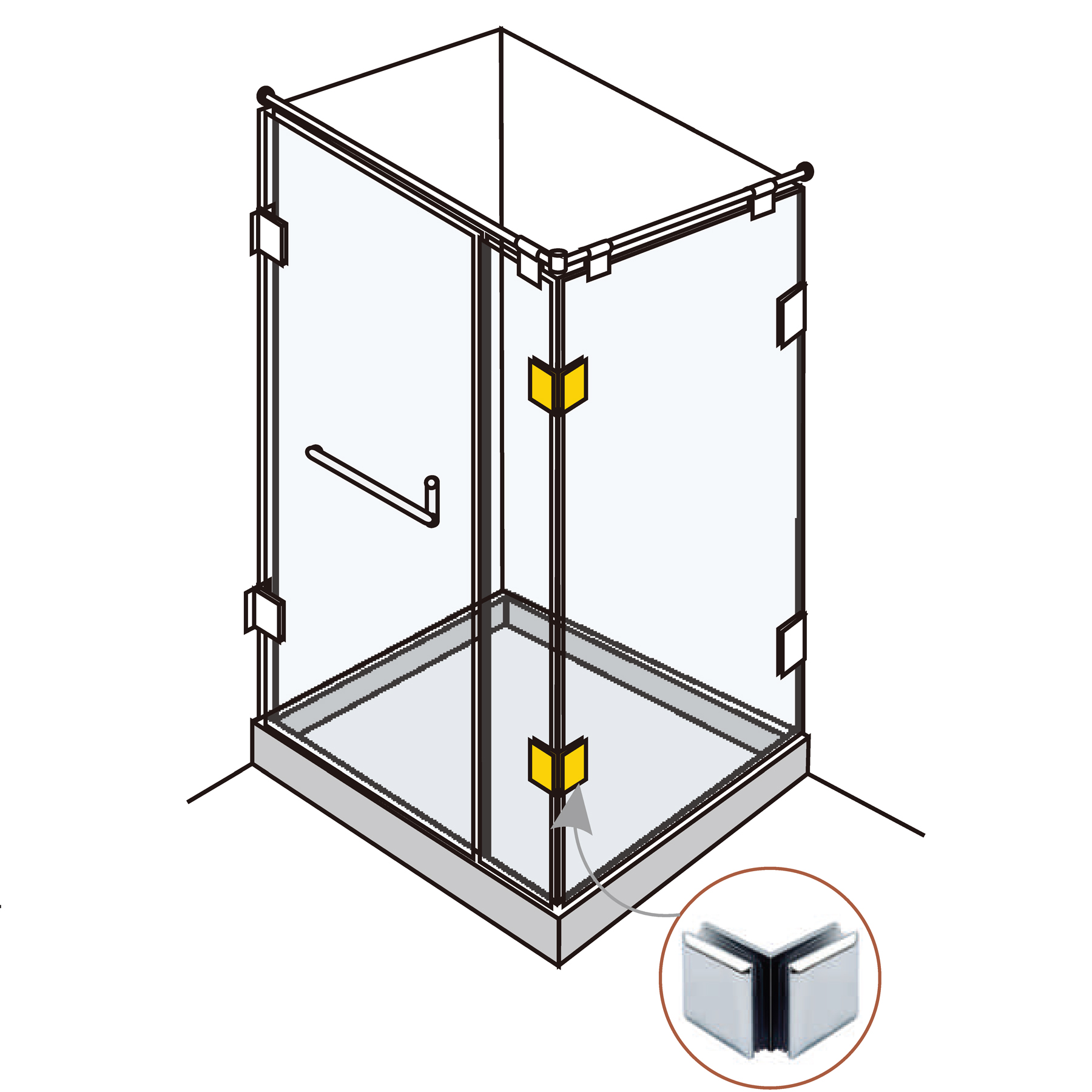 Glass Clamp Glass-Glass 90° For Shower Enclosures - Image 4