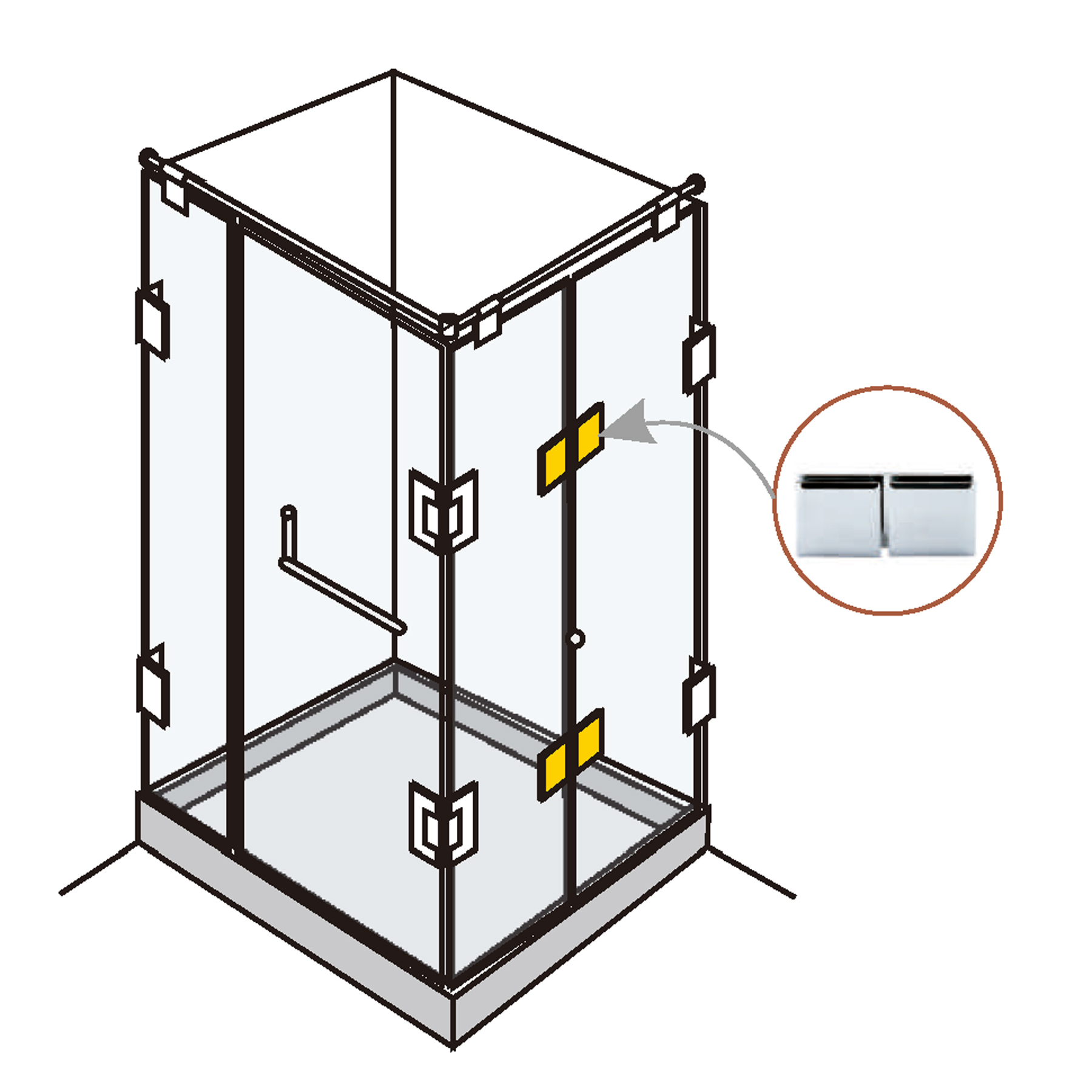 Glass Clamp Glass-Glass 180° For Shower Enclosures - Image 3