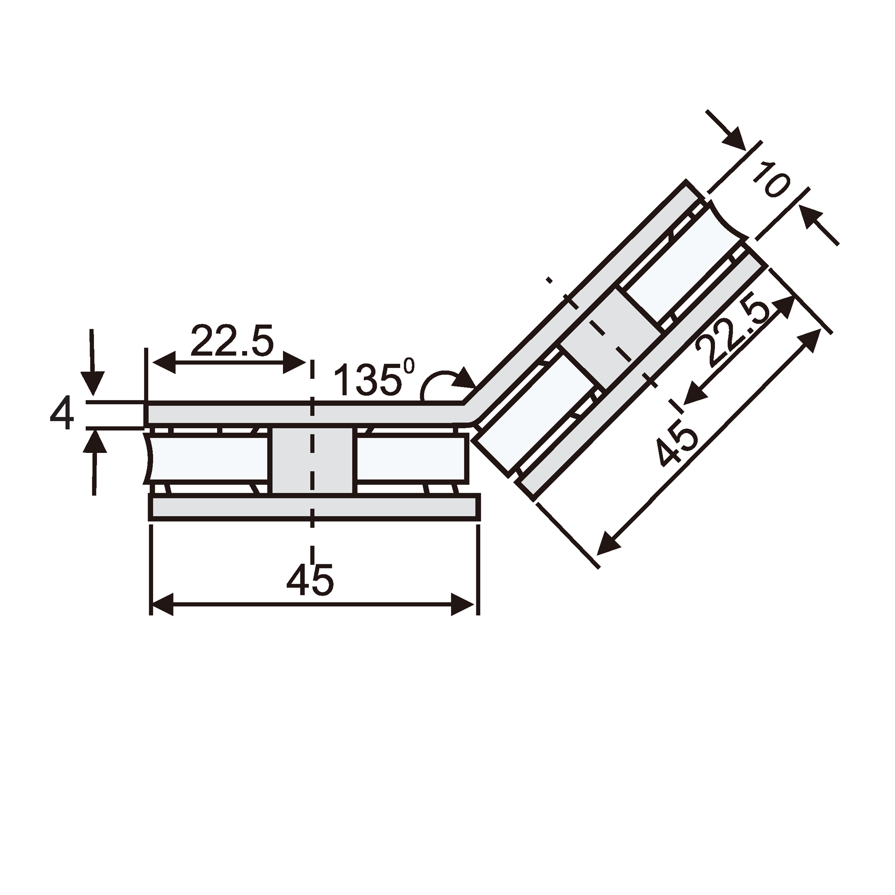 Glass Clamp Glass-Glass 135° For Pentagonal Shower Enclosures - Image 4
