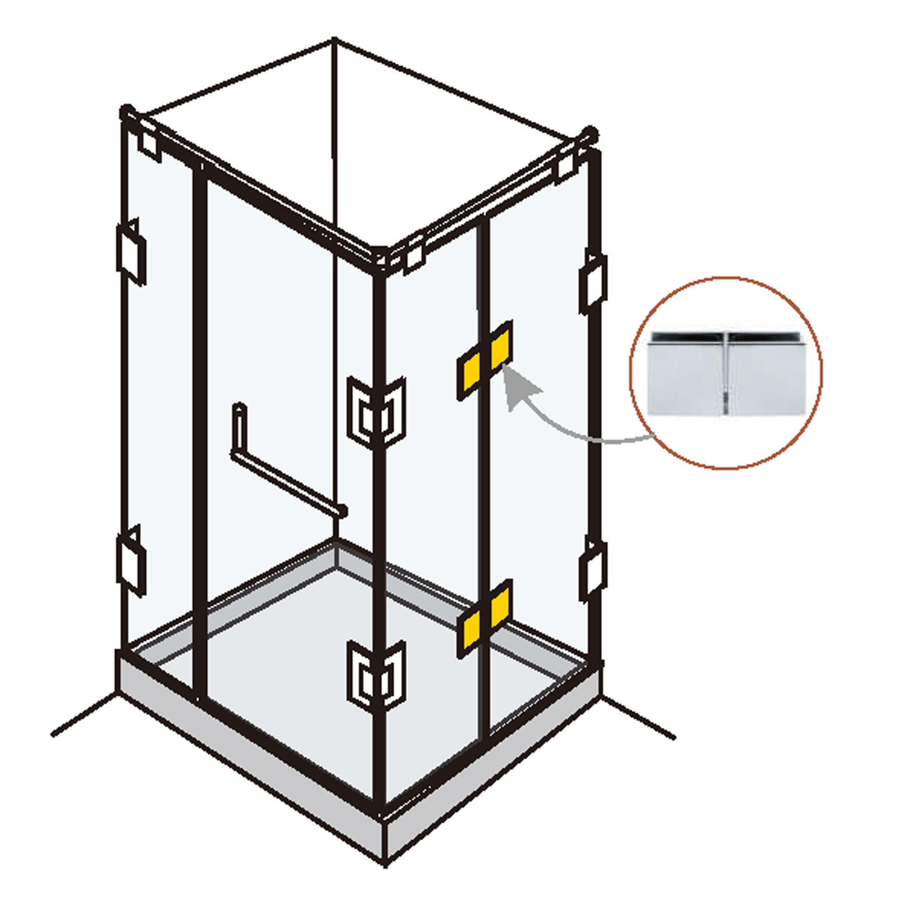 Glass Clamp Glass-Glass 180° For Shower Enclosures - Image 4