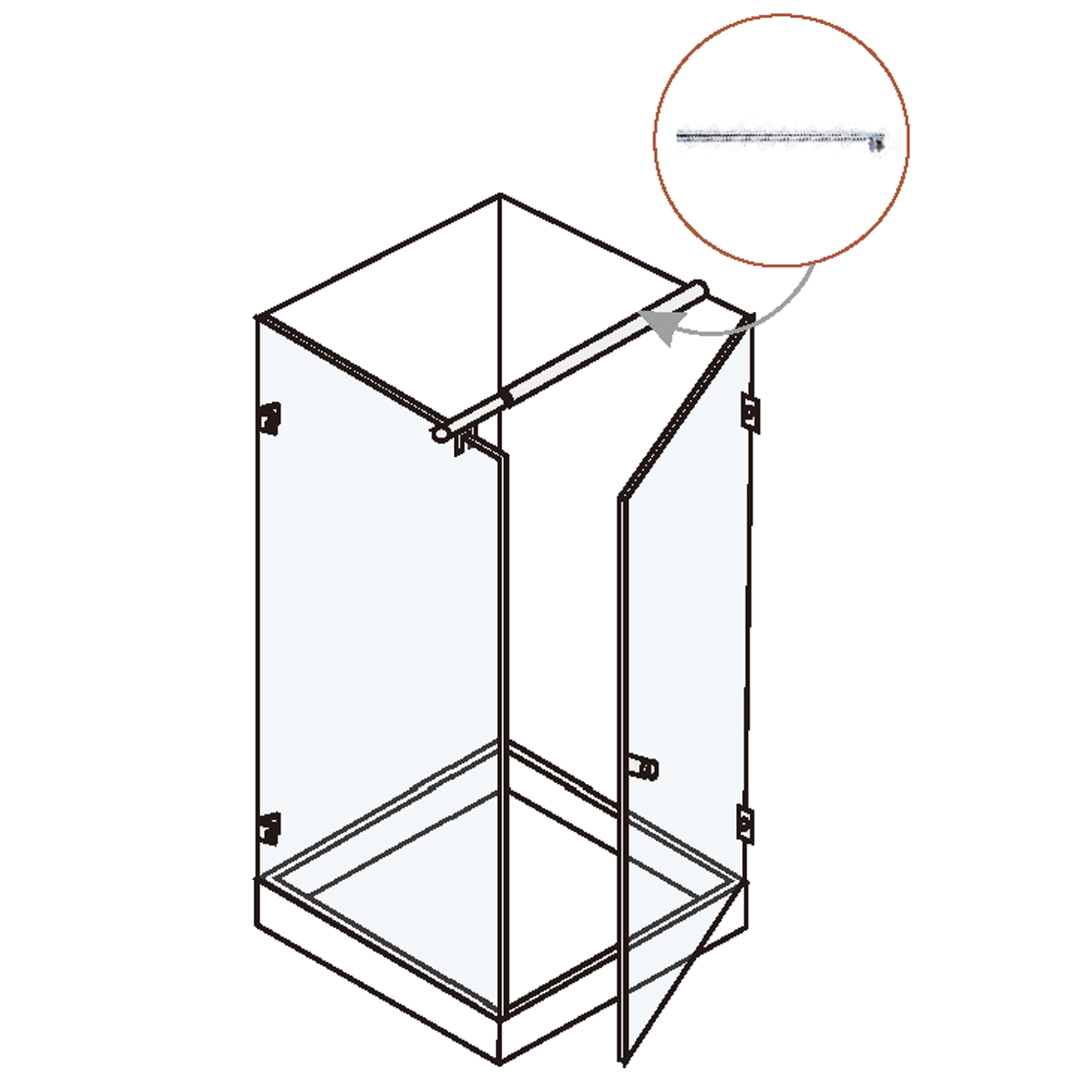 Shower Support Bar For Corner Shower Enclosures (Wall-to-Glass) - Image 3