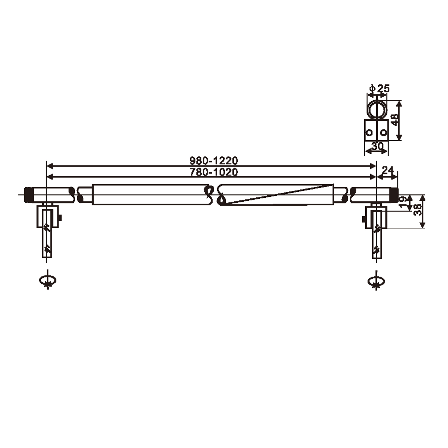 Shower Support Bar For Pentagonal Shower Enclosures (Glass-to-Glass) - Image 2