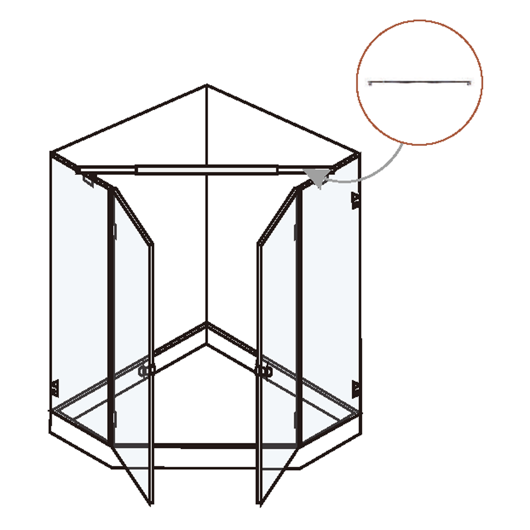 Shower Support Bar For Pentagonal Shower Enclosures (Glass-to-Glass) - Image 3