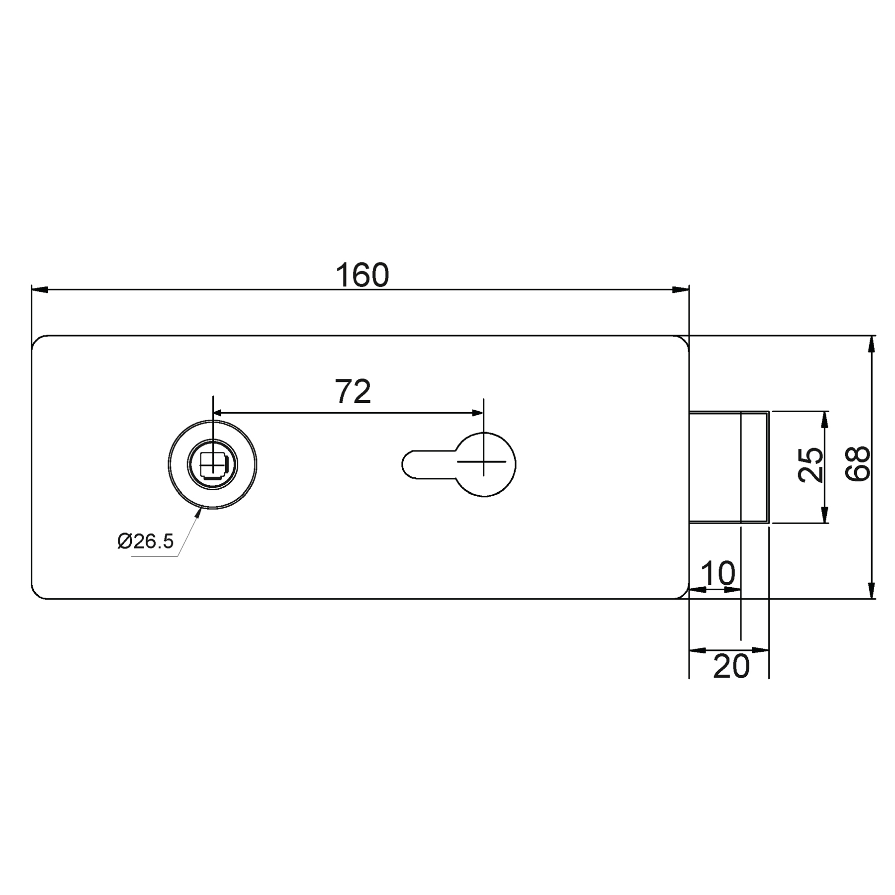 Glass door lock case with profile cylinder hole (without handle) - Image 4