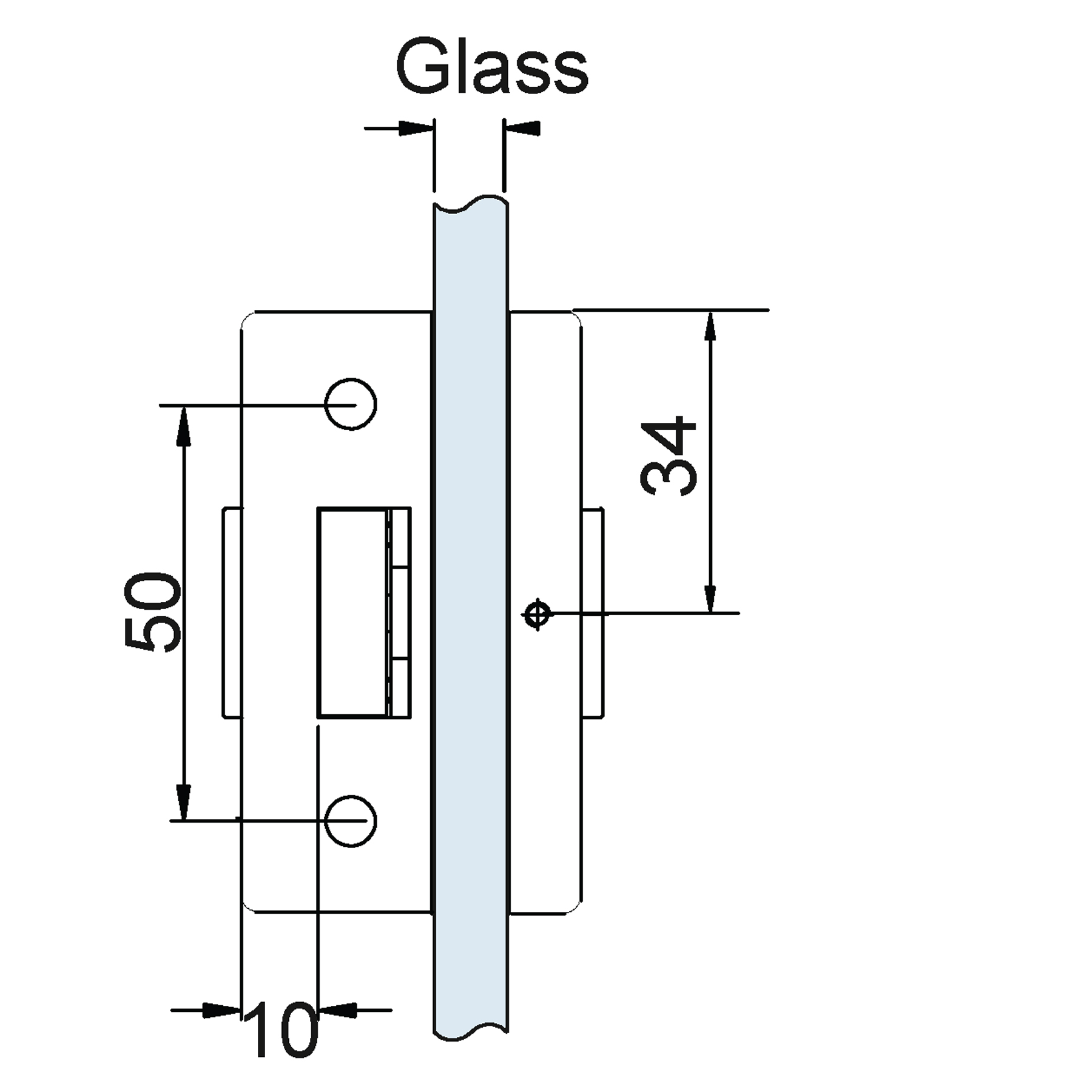 Glass door lock case with profile cylinder hole (without handle) - Image 5