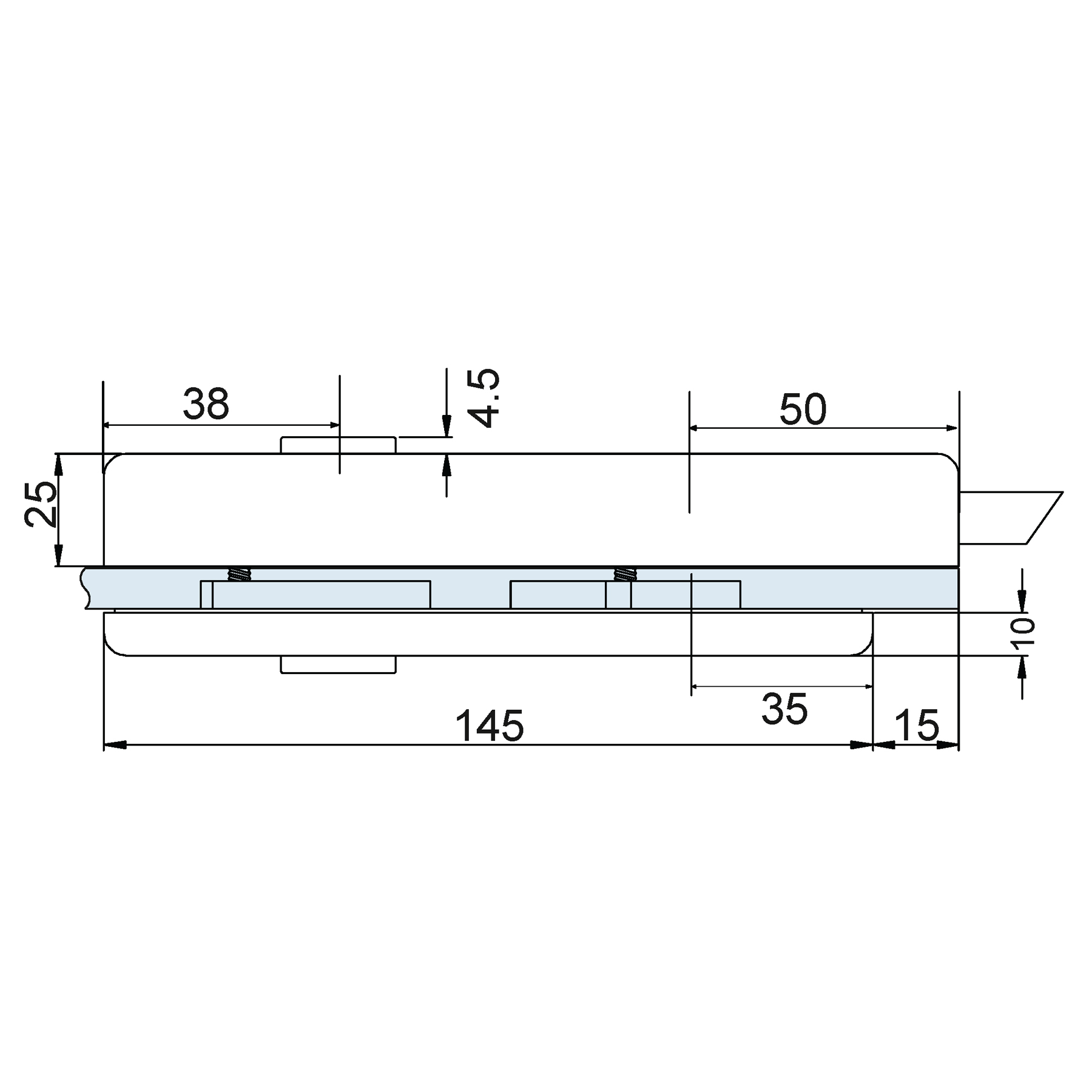 Glass door lock case with profile cylinder hole (without handle) - Image 6