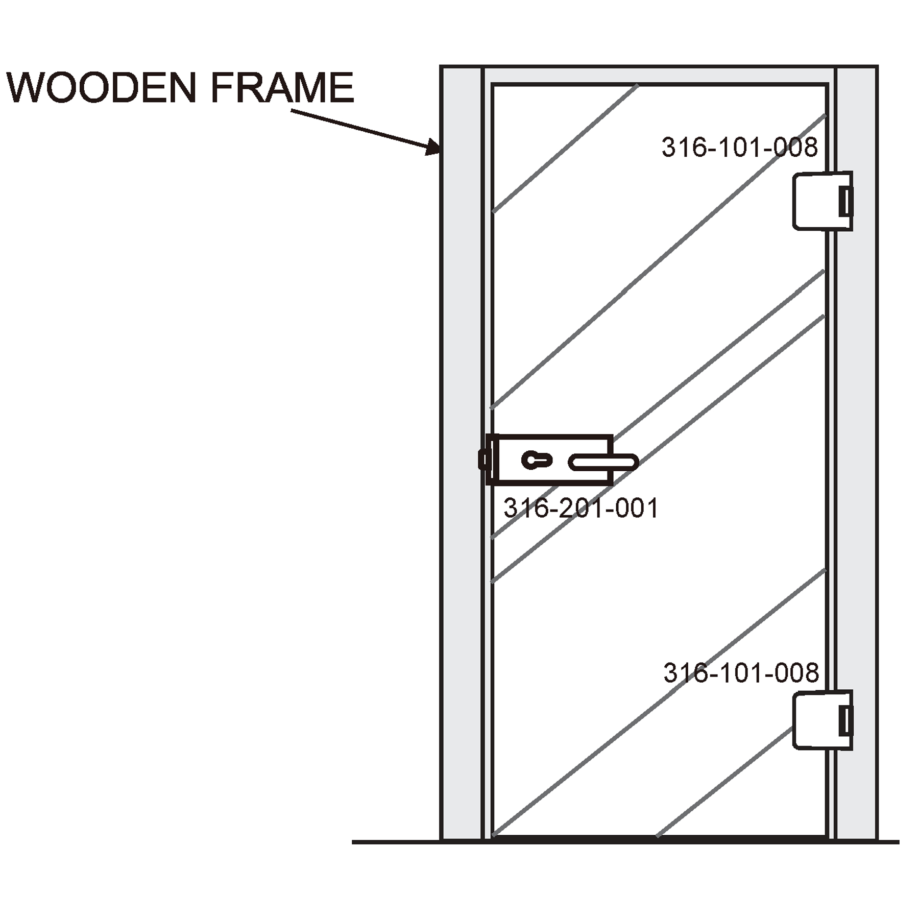 Glass door lock case with profile cylinder hole (without handle) - Image 3