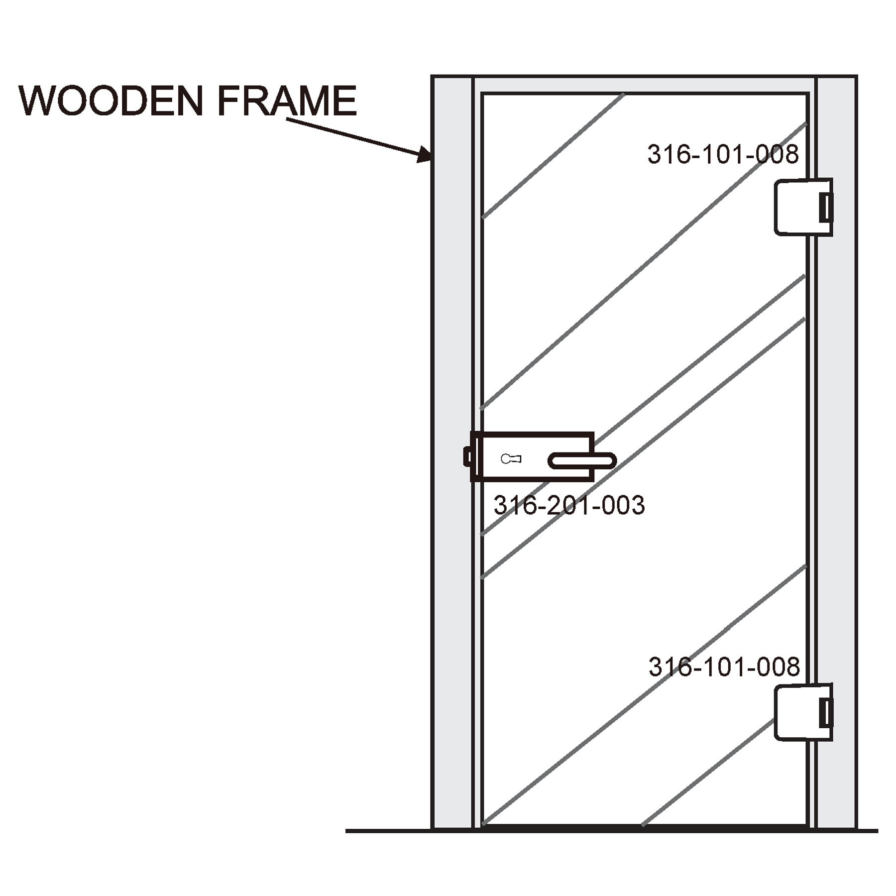 Glass door lock case with buntbart (without handle) - Image 4