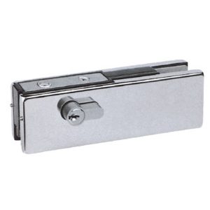 Glass Door Corner Patch Lock with round bolts (with profile cylinder)